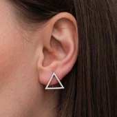 Gümüş Beyaz Taşlı Üçgen Küpe  SL6688 thumbnail 6