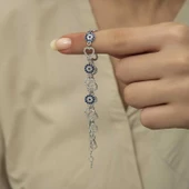 Gümüş Kalpli Nazar Bayan Bileklik SL7026 thumbnail 6