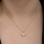 Gümüş Gold Kutup Yıldızı Kadın Kolye SL6657 thumbnail 4