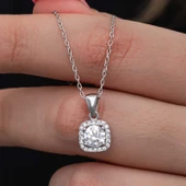 Gümüş Kare Montür Tek Taş Kadın Kolye SL6888 thumbnail 6