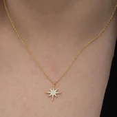 Gümüş Gold Kutup Yıldızı Kadın Kolye SL6657 thumbnail 7
