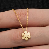 Gümüş Gold Minimal Kar Tanesi Kadın Kolye SL7052 thumbnail 6