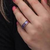 Gümüş Rose Baget  Ametist Taşlı Kadın Yüzük SL6824 - 4
