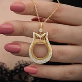 Gümüş Gold Kaplama Çeyrek Altın Takılabilen Kadın Kolye thumbnail 2