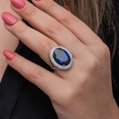 Gümüş Safir Taşlı  Kadın Yüzük  SL6826 thumbnail 6