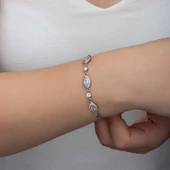 Gümüş Mekik Zirkon Taşlı Kadın Bileklik SL6338 thumbnail 5