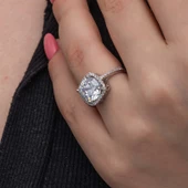 Gümüş Kare Montür Tek Taş Kadın Yüzük  SL6876 thumbnail 8