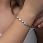 Gümüş Oval Taşlı Kadın Bileklik  SL6331 - 3