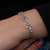 Gümüş Baget Çiçek Desenli Kadın Bileklik  SL6720 thumbnail 5