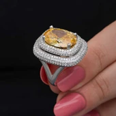 Gümüş Sitrin Taşlı Kadın Yüzük SL6829 thumbnail 11