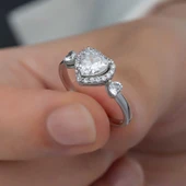 Gümüş Beyaz Taşlı Kalpli Kadın Yüzük  SL6262 thumbnail 7