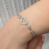 Gümüş Kalp Sonsuzluk Kadın Su Yolu Bileklik SL7385 thumbnail 1