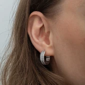 Gümüş Sıra Taşlı Halka Kadın Küpe SL6610 thumbnail 7