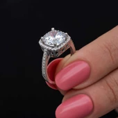 Gümüş Kare Montür Tek Taş Kadın Yüzük  SL6876 thumbnail 10