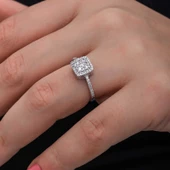 Gümüş Kare Zirkon Taşlı Kadın Yüzük  SL6877 thumbnail 7