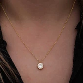 Gümüş Gold Minimal Yuvarlak Anturaj Kadın Kolye SL6725 thumbnail 6