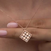 Gümüş Rose Dörtgen Zirkon Taşlı Kadın Kolye SL6283 thumbnail 5