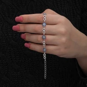 ​Gümüş Nazar Boncuklu Sonsuzluk Kadın Bileklik SL6993 thumbnail 6