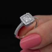 Gümüş Kare Zirkon Taşlı Kadın Yüzük  SL6877 thumbnail 2