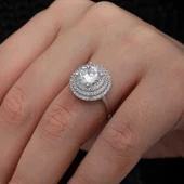 Gümüş 3 Sıra Taşlı Anturaj Kadın Yüzük  SL7202 thumbnail 3