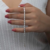 Gümüş Beyaz Taşlı Su Yolu Kadın Bileklik  SL6619 thumbnail 1