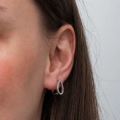 Gümüş Beyaz Taşlı Damla  Kadın Küpe SL6689 thumbnail 4