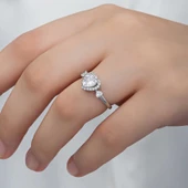 Gümüş Beyaz Taşlı Kalpli Kadın Yüzük  SL6262 thumbnail 6