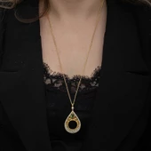 Gümüş Gold Kaplama Damla Çeyrek Takılabilen Kadın Kolye  SL6625 thumbnail 9