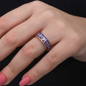 Gümüş Rose Baget  Ametist Taşlı Kadın Yüzük SL6824 - 1