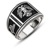 Gümüş Çift Başlı Kartal Erkek Yüzük  SL6575 thumbnail 1