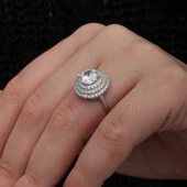 Gümüş 3 Sıra Taşlı Anturaj Kadın Yüzük  SL7202 thumbnail 5