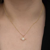 Gümüş Gold Kutup Yıldızı Kadın Kolye SL6657 thumbnail 3