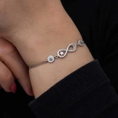 Gümüş Ay Yıldız Nazarlı Sonsuzluk Kadın Bileklik SL6711 thumbnail 3