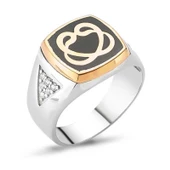 Gümüş Çift Vav Erkek Yüzük SL2430 thumbnail 1