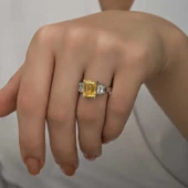 Gümüş Sarı Baget Taşlı Bayan Yüzük SL1401 thumbnail 2