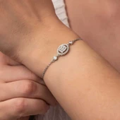 Gümüş Oval Baget Taşlı Kadın Bileklik SL8185 thumbnail 5