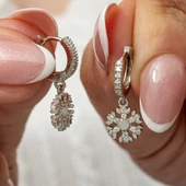 Gümüş Sallantılı Kar Tanesi Kadın Küpe SL8255 thumbnail 6