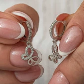 Gümüş Sallantılı Kelebek Kadın Küpe SL8096 thumbnail 1