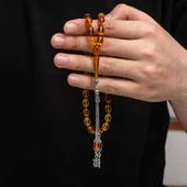 Gümüş Püskül Sıkma Kehribar Tesbih  SL7436 thumbnail 3