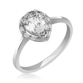 Gümüş Beyaz Damla Taşlı Kadın Yüzük SL2436 thumbnail 2