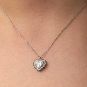 Gümüş Zirkon Taşlı Kalp Kadın Kolye SL8073 thumbnail 3