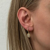 Gümüş Gold Oval Taşlı Sallantılı Küpe SL7992 thumbnail 3