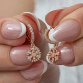 Gümüş Sallantılı Rose Kar Tanesi Kadın Küpe SL8257 thumbnail 3