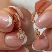 Gümüş Sallantılı Rose Minimal Çiçek Kadın Küpe SL8108 thumbnail 1