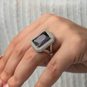 Gümüş Mor Zirkon Taşlı Kadın Yüzük SL8135 thumbnail 12