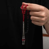 Gümüş Püskül Sıkma Kehribar Tesbih  SL7420 - 1