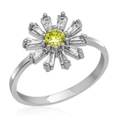 Gümüş Trapez Sarı Taşlı Çiçek Kadın Yüzük SL6486 thumbnail 1