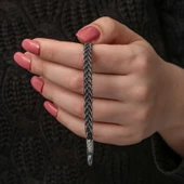 Gümüş Kazaziye Örgü Bileklik  SL7306 - 1