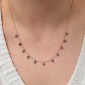 Gümüş Mistik Topaz Taşlı Rose Şans Kadın Kolye SL8239 thumbnail 1