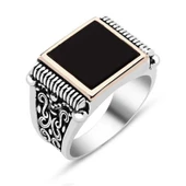 Gümüş Siyah Taşlı Erkek Yüzük  SL2433 thumbnail 2